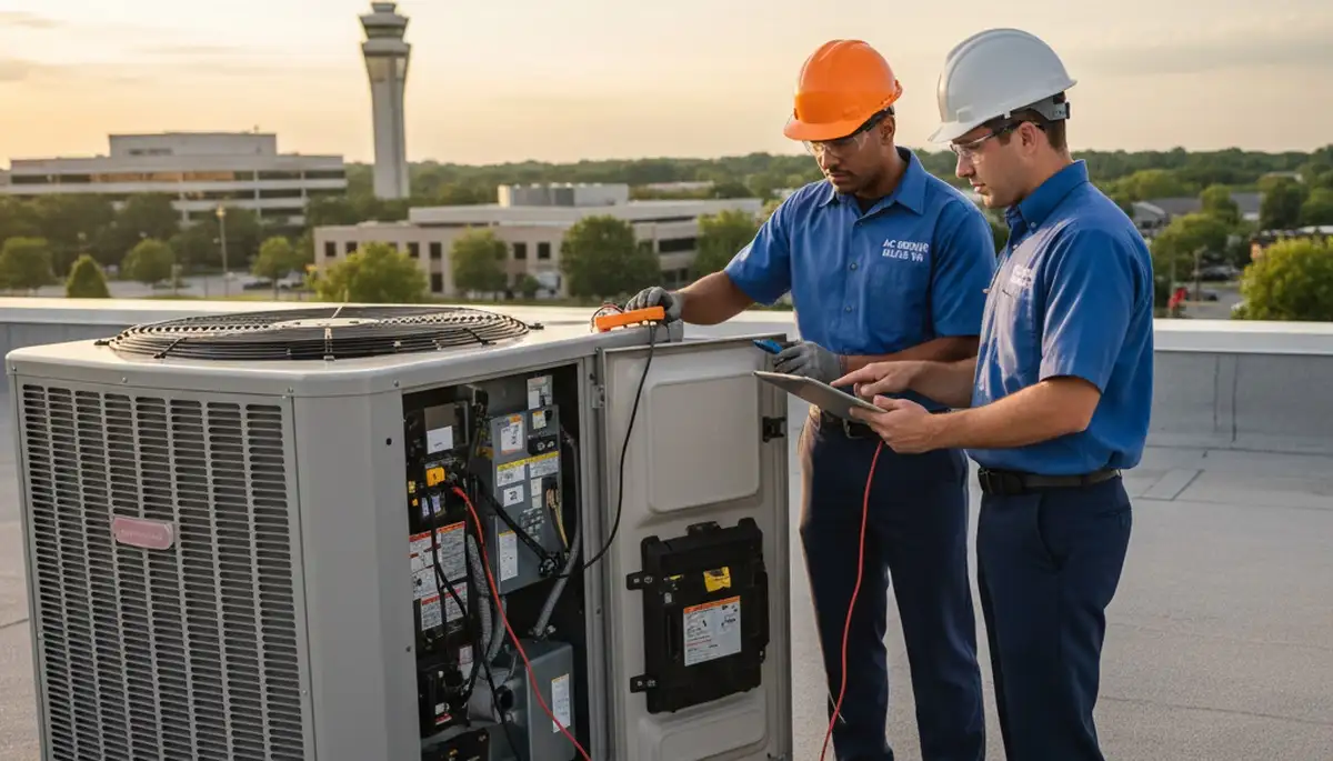 Professional AC repair technician servicing home air conditioner in Washington DC