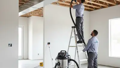 Technician cleaning air ducts in Washington DC home for professional HVAC maintenance service