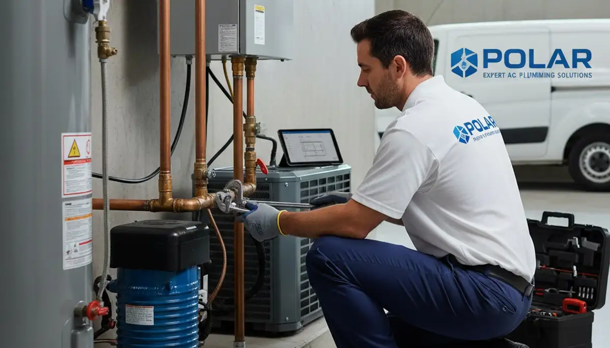 Plumber repairing leaking pipe in Washington, DC home for Five Star Cooling plumbing services